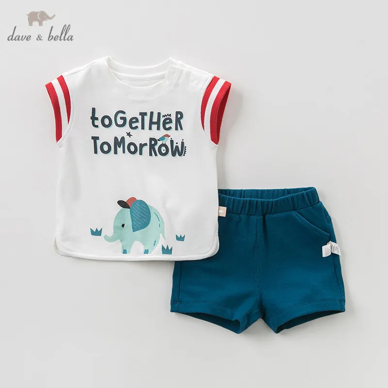 

DBH10297 dave bella summer baby boys fashion clothing sets casual short sleeve suits children white clothes