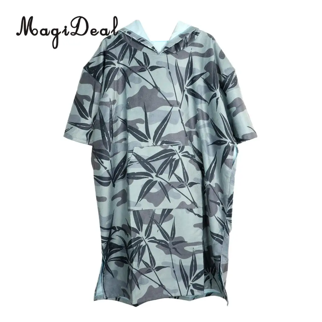 MagiDeal Beach Bath Surf Poncho Robe Wetsuit Changing Towel & Hood, Pocket - Warm, Quick Dry, Comfortable - 110x75 cm