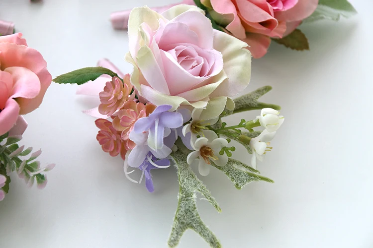 pink wrist corsage boutonniere wedding  (1)