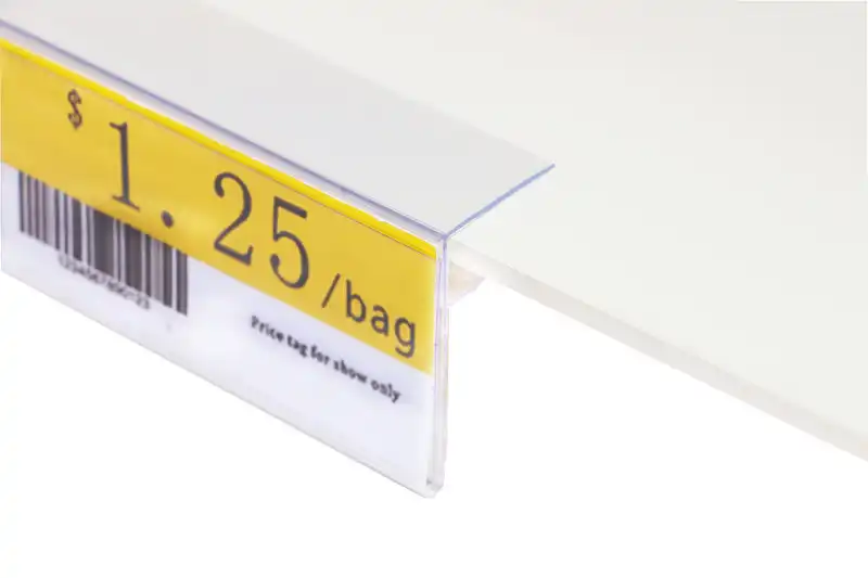 Glass Wood Shelf Data Strips Clip On Mechandise Price Tag Display Label Card Cover Sign Holder