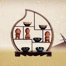 Креативный маленький чайный тройник с деревянной рамкой, полочка для чайника из цельного дерева, китайский кунг-фу, чайный горшок, рукоделие, дисплей, поднос