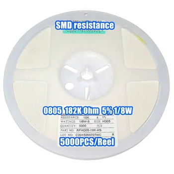 

1 Reel 0805 182K 182K Ohm 5% 1/8W SMD Resistance 5000PCS/Reel