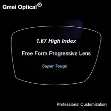 1,67 digitale Kostenloser Form Progressive Keine-Linie Multi-Brenn Rezept Angepasst Optische Linsen Mit Anti-Reflexion Beschichtung 2 Pcs