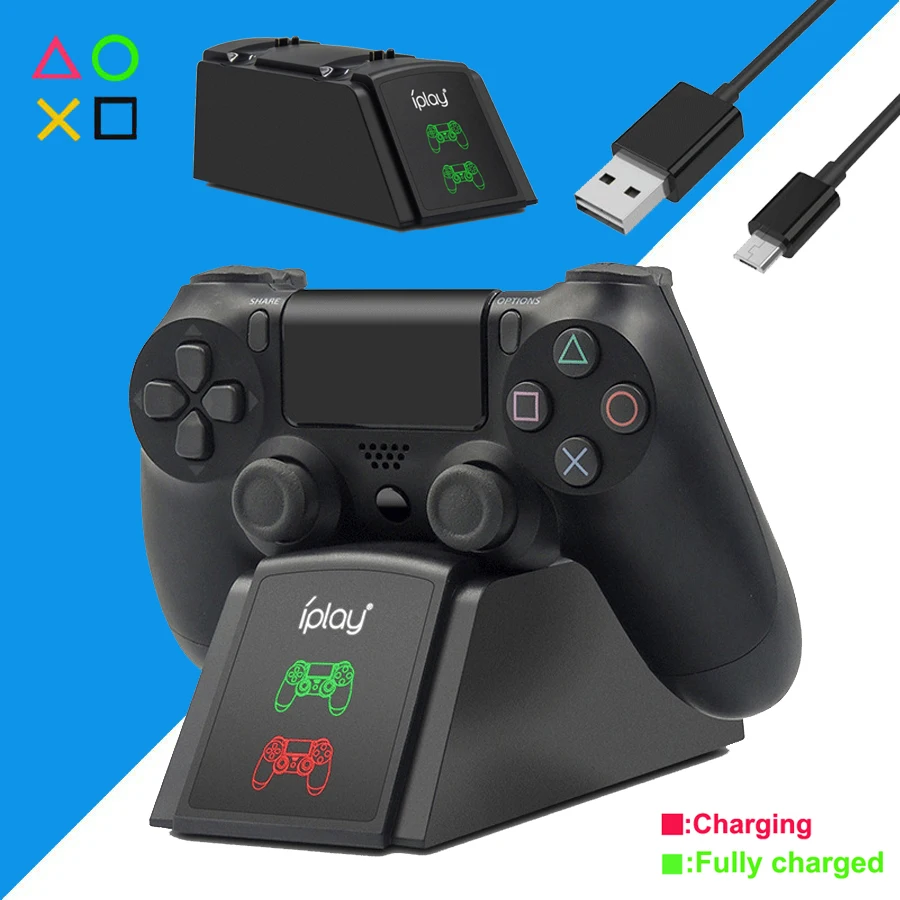 Док станция для зарядки двух геймпадов PS4 подставка быстрой Sony Playstation 4 Play PS Pro Slim
