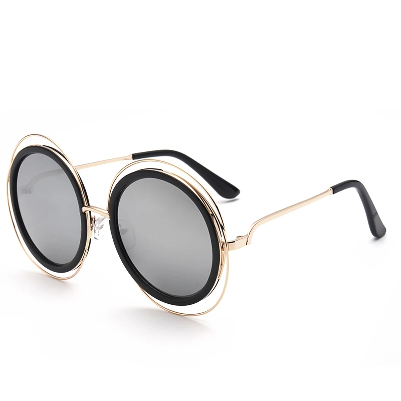 TESIA круглые солнцезащитные очки для женщин, брендовые, дизайнерские солнцезащитные очки большого размера Carlina UV400 женские солнцезащитные зеркальные очки в двойной оправе T829