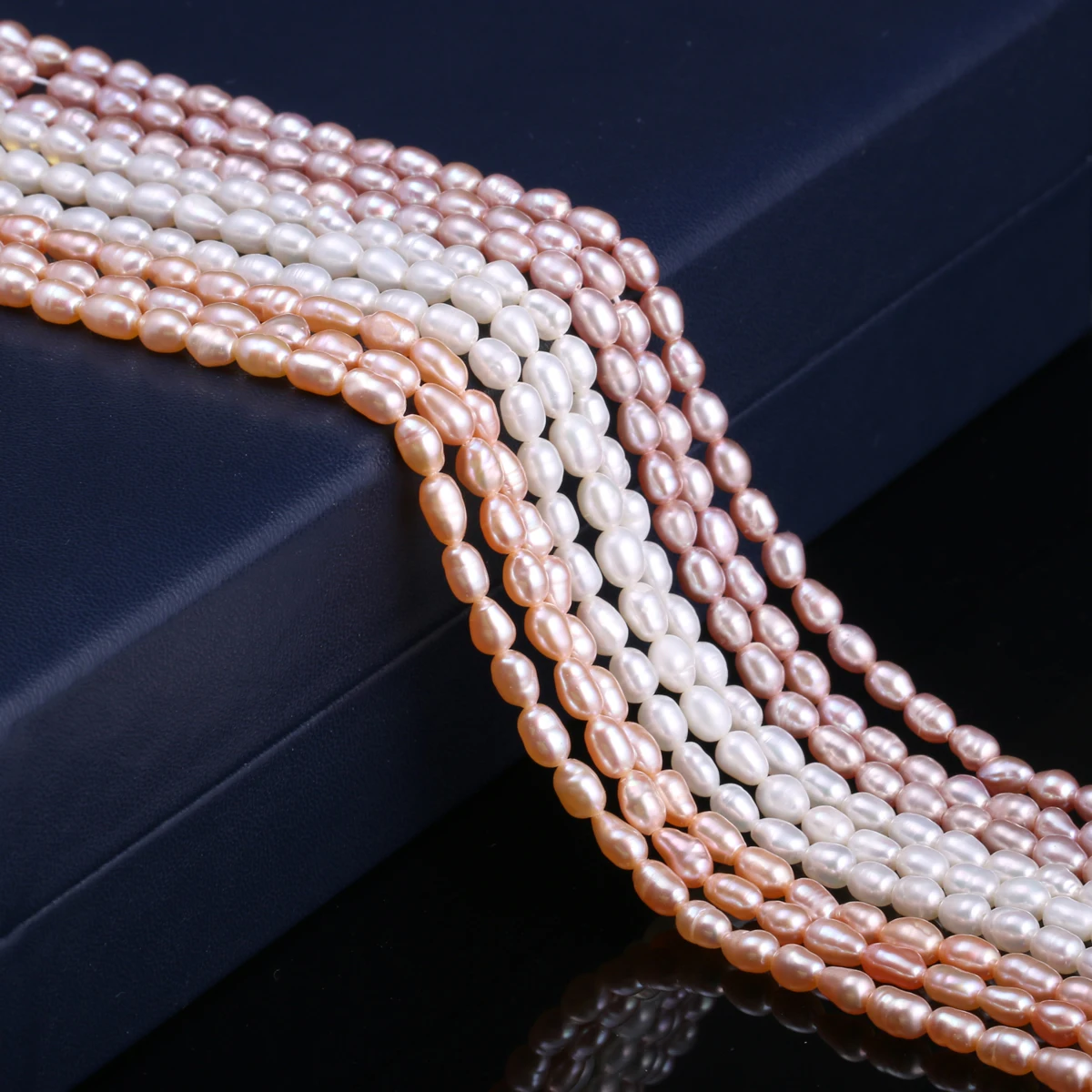 

Natural Freshwater Cultured Pearls Beads Rice Shape 100% Natural Pearls for Jewelry Making DIY Strand 15 Inches Size 3.5-4 mm