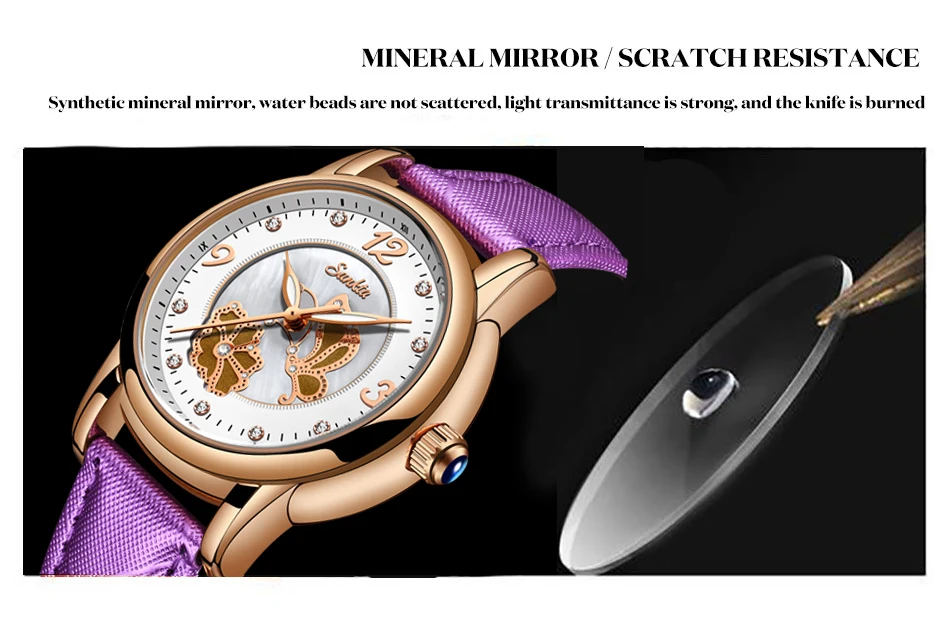 SUNKTA женские часы фиолетовые кожаные алмазные часы женские водонепроницаемые женские кварцевые часы на запястье часы Reloj Mujer Vestidos De Verano