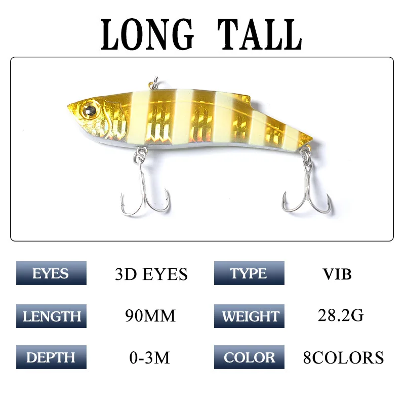 1 шт., 28 г, Тонущая приманка VIB для рыбалки, искусственная приманка, вибрирующий воблер, зимний лед, полный плавательный слой, 9 см, приманки, жесткие приманки, бас