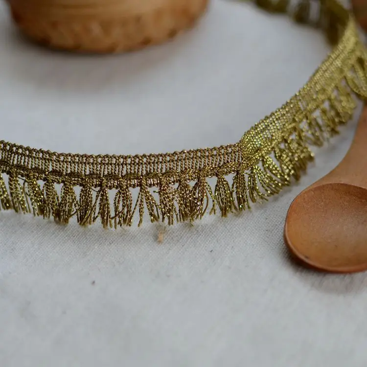 

15 meter/lot 2.3cm 0.9" width black gold tassel fringe fabric embroidery tapes lace trim ribbon G18D502P1221B
