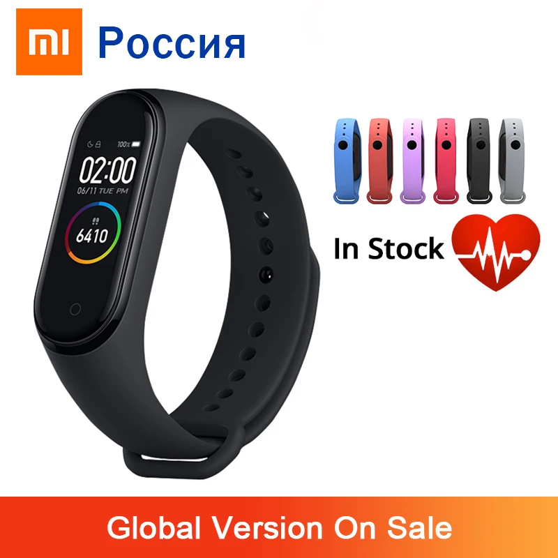 Спортивный фитнес браслет Xiaomi Mi Band 4 трекер с шагомером часы для фитнеса Bluetooth 5.0