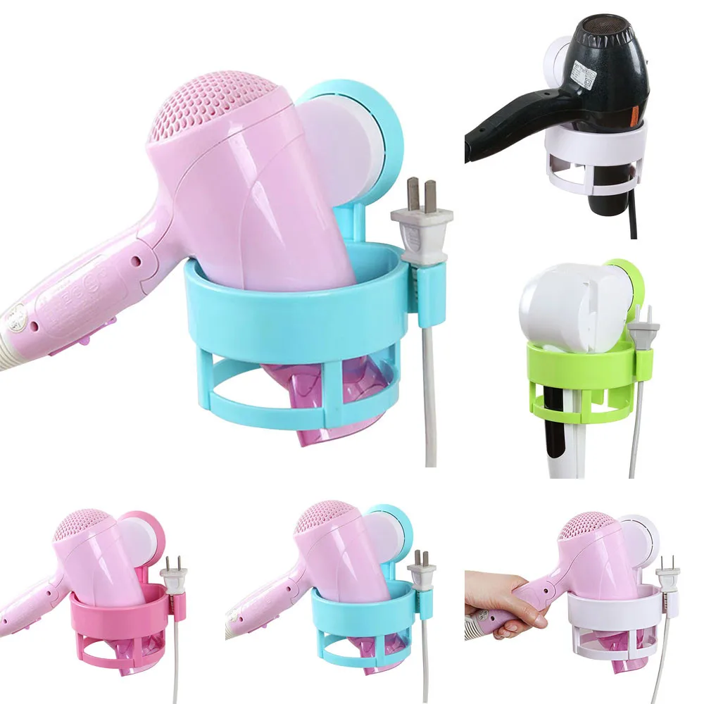 Hair Dryer Holder Wall Mounted Sucker Dryers Storage Rack Shelf Bracket