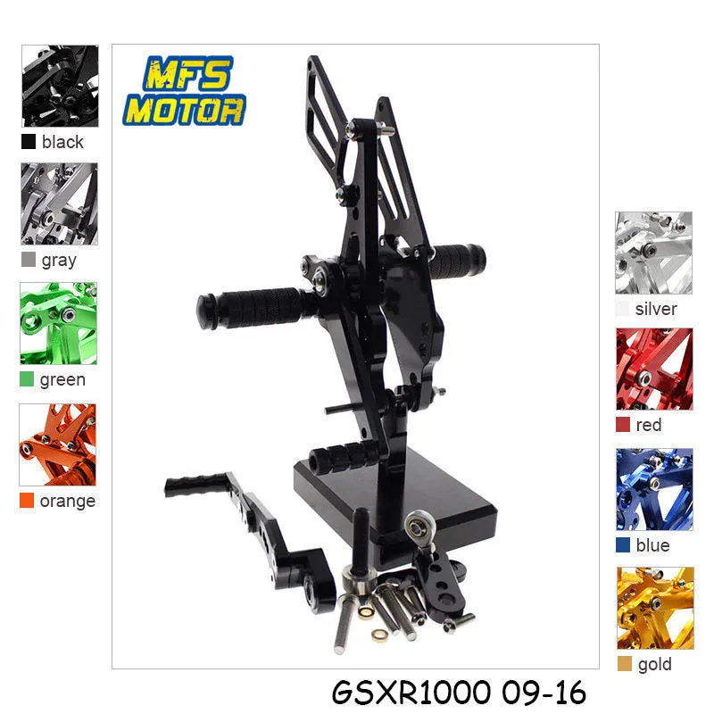 

For Suzuki GSXR1000 K9 K11 2009-2016 Motorcycle Foot Pegs CNC Adjustable Rearset Foot Rests GSXR 1000 Footrests Footpegs Pedal