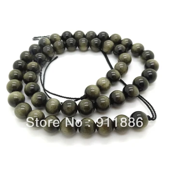 

Wholesale Natural Precious Stone,8mm Gold Sheen Obsidian Loose Beads Strands Findings For Women Jewelry Making,Free Shipping