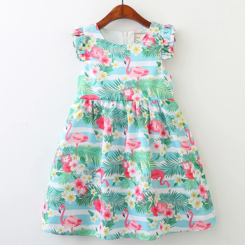 

Children Clothes Dress 2019 New Summer Style Kids European And American Flamingos Princess Dress Design 3-8Y Baby Girls Dress