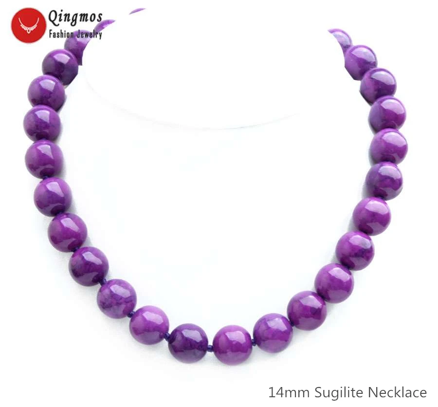 

Qingmos Fashion Sugilite Necklace for Women with 14mm Round Purple Sugilite Stone Necklace Jewelry Chokers 17'' Collier nec6542