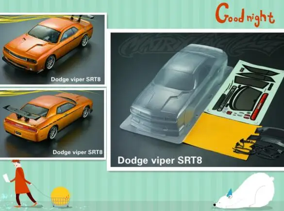 1/10 масштаб 190 мм Challenger SRT8 Dodge viper прозрачный ПВХ корпус Onroad Fouring rc Drift EP автомобили для kyosho tamiya hpi fs redcat hsp