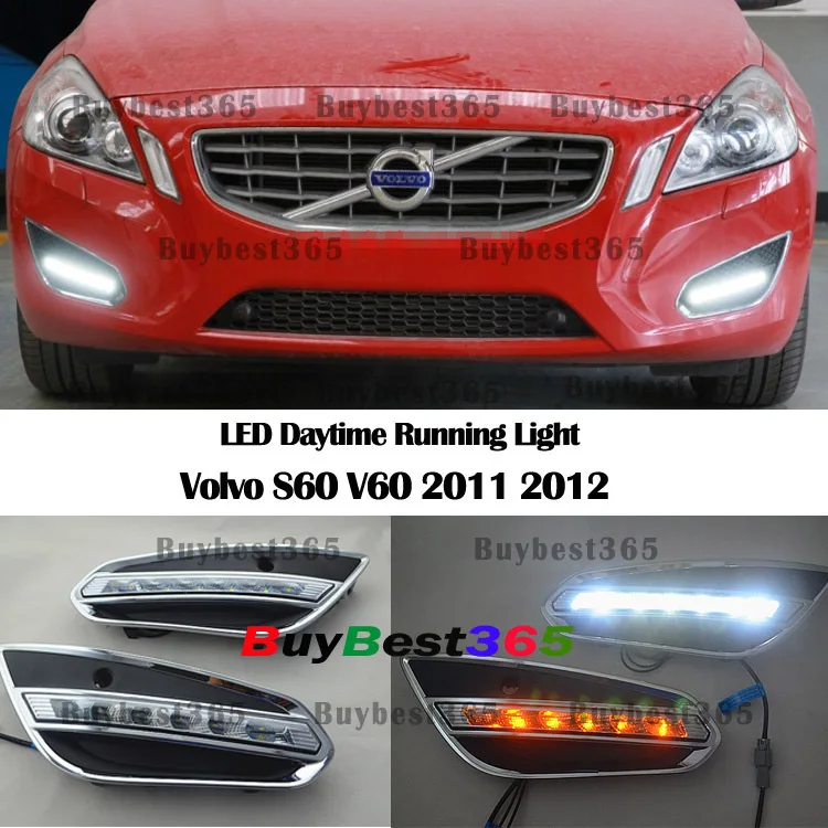 White LED DRL Driving Daytime Running Day time Fog Lamp Light Amber