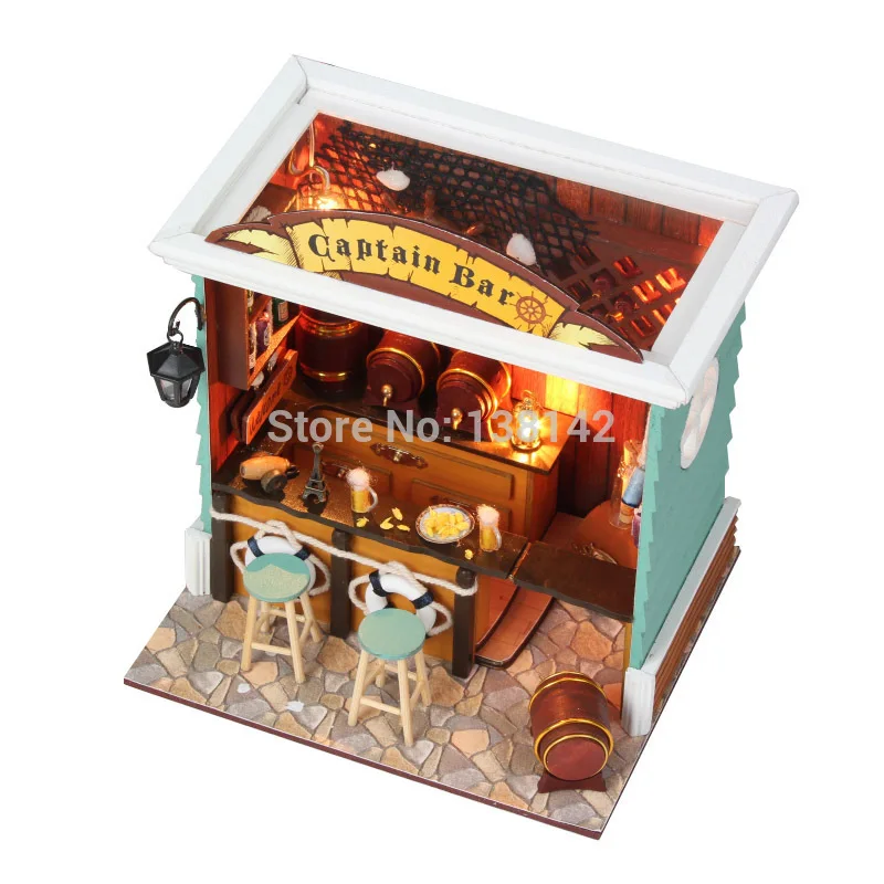 C004 diy doll house mini bar miniature dollhouse European small shops