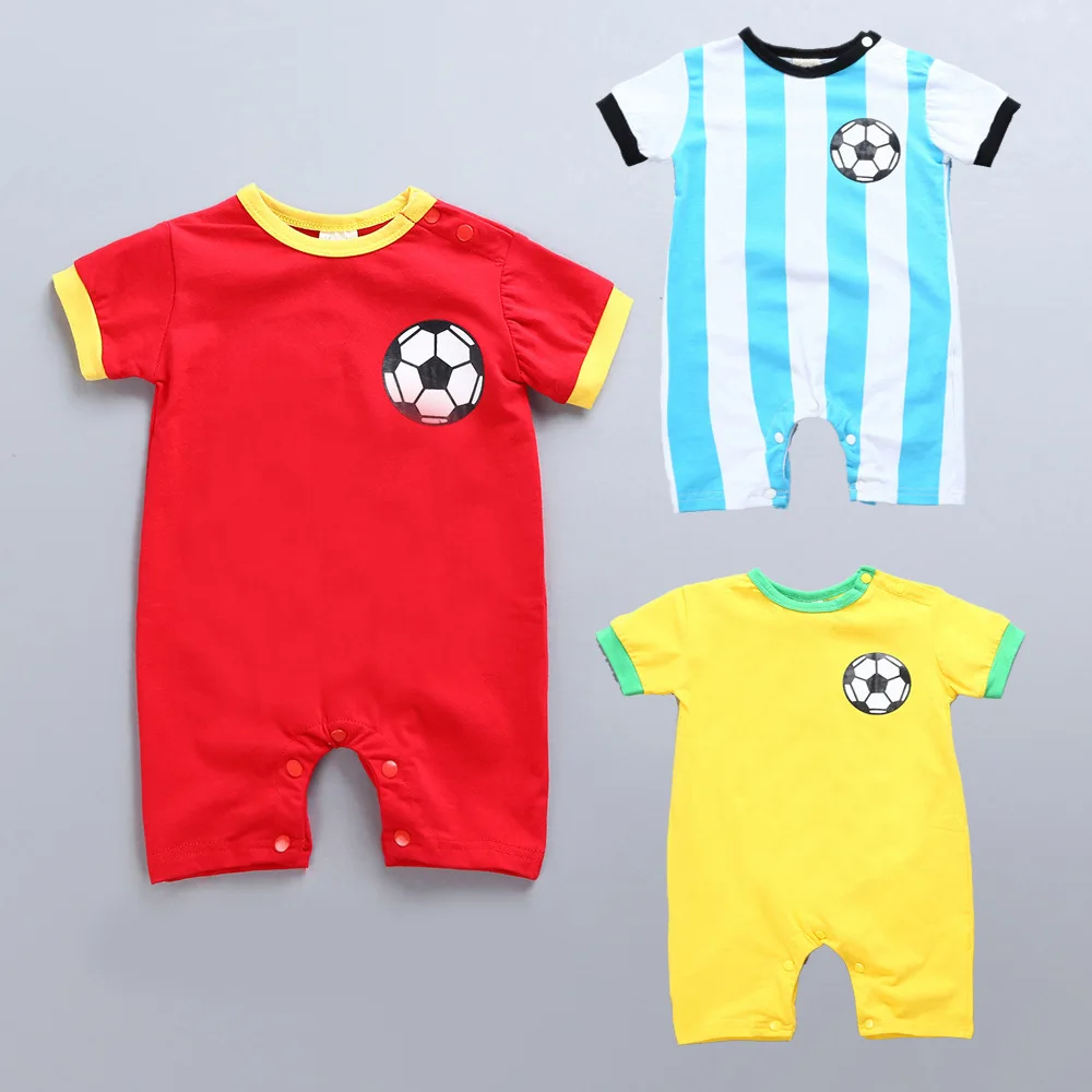 Baby Boy Romper Summer Short Sleeve Soccer Baby Wear Funny Baby Unisex Streetwear Clothes