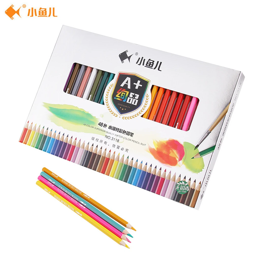 

48 Colors Safe Non-toxic Indonesia Lead Water Soluble Colored Pencil Watercolor Pencil Set For Write Drawing Art Supplies