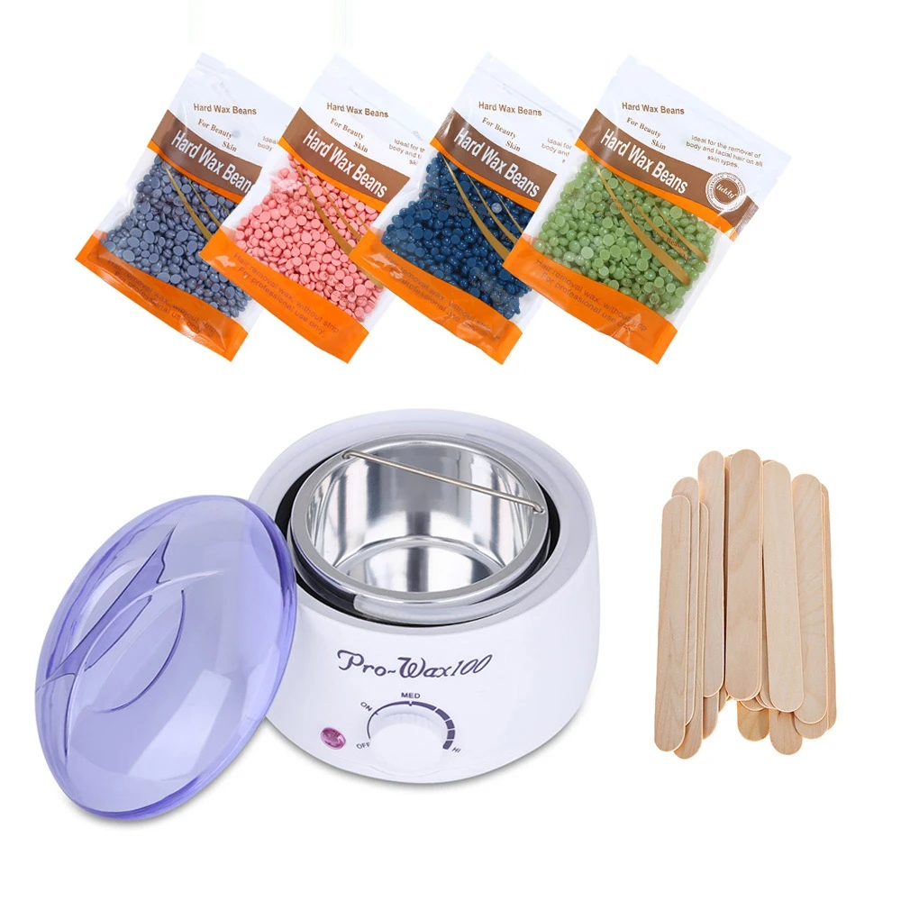 

Hair Removal Electric Wax Warmer Machine Heater with Beans Applicator Sticks Waxing Kit