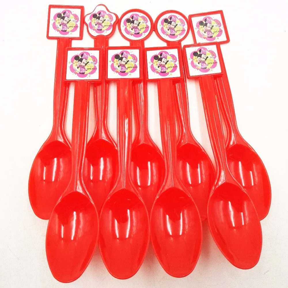 10pcs/set Minnie Party Supplies Plastic Spoons For Kids Minnie Mouse