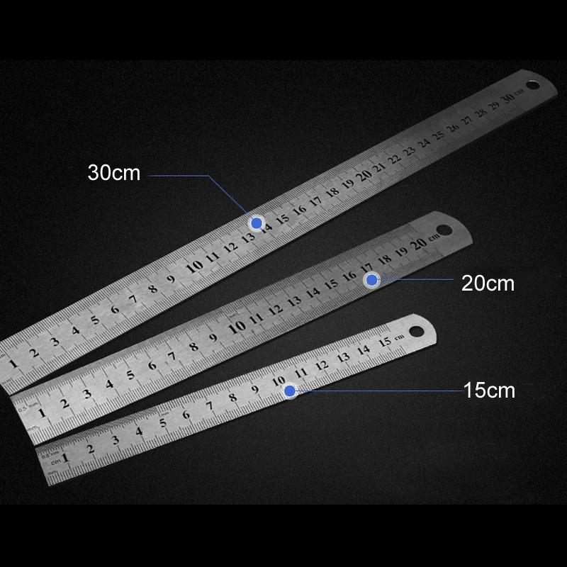 15/20/30 см измерительный инструмент Метрическая линейка точность Нержавеющая сталь металлическая линейка Двусторонняя канцелярские принадлежности