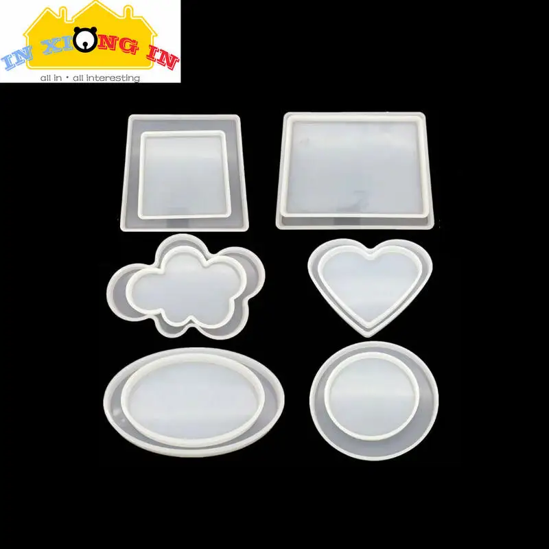 

Epoxy Resin Craft Tool Kawaii Cloud Heart Base Plate Silicone Molds DIY UV Resin Oval Round Jewelry Silicone Mould Polymer Clay