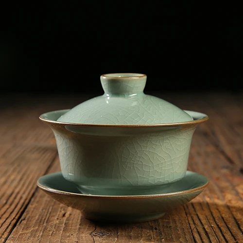 Креативный ледяной трещины текстура керамический Celadon Gaiwan с крышкой блюдце комплект китайский чайный набор кунг-фу пуэр чайник отправлен друг чайник - Цвет: 011