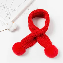 Зимний женский шарф, зимнее пальто для мальчиков, одежда для маленьких девочек; мягкие теплые шерстяные шарфы ваточника для детей, колье с шариками уплотненная шерсть меховой воротник шарф для девочек и мальчиков шарф