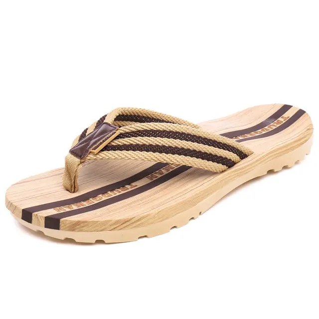

New Arrival Wood Grain Design Women's And Men's Summer Non Slip Sandals Outdoor & Indoor Flip-flops Beach Shower Slippers Shoes