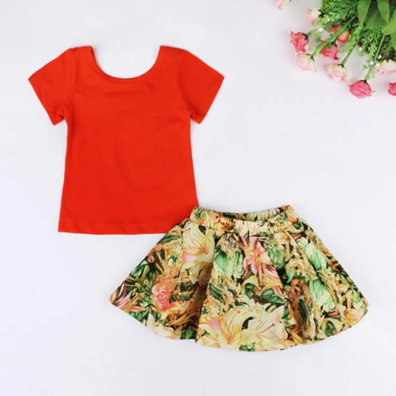 Весенне-осенняя одежда для девочек комплект: хлопковые костюмы с юбкой для маленьких девочек цветочный принт детская одежда одежда для детей