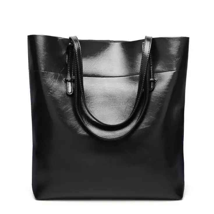 

Women Bag Oil Wax Leather Handbags Luxury Lady Hand Bags with Purse Pocket Women Shoulder Bag Big Tote Sac Bolsos Mujer New 2019