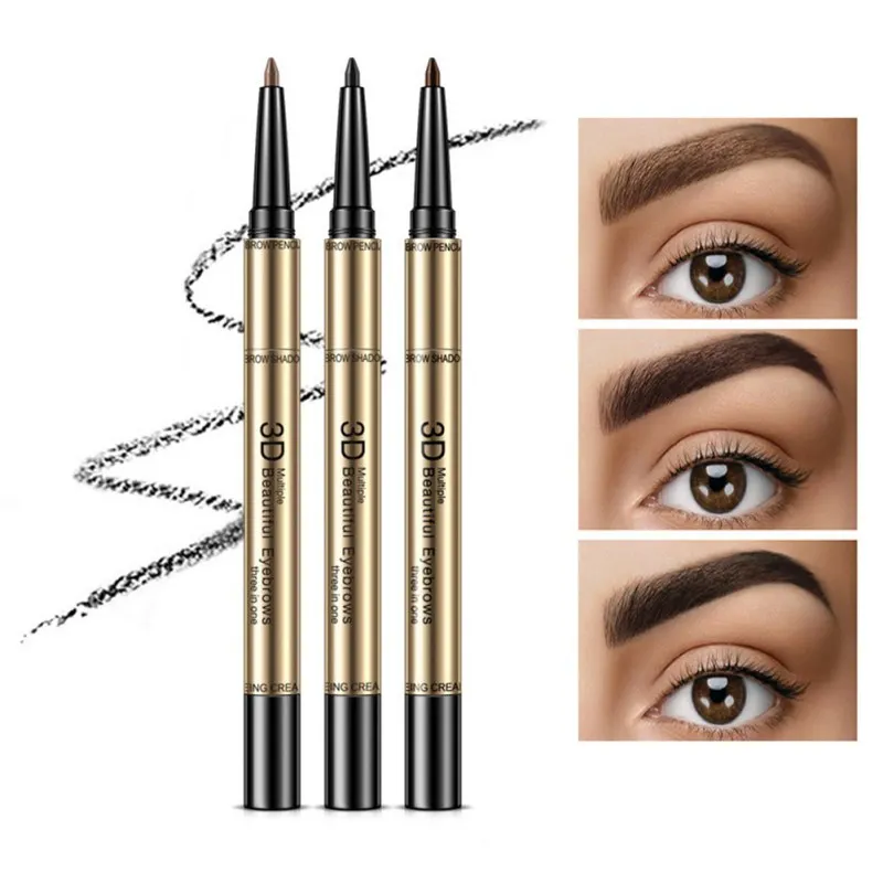 

3 in 1 Eye Brow Set Professional Makeup Waterproof Brow Pencil Powder Brush Pigment Black Brown Eyebrow Kit 2018 Product