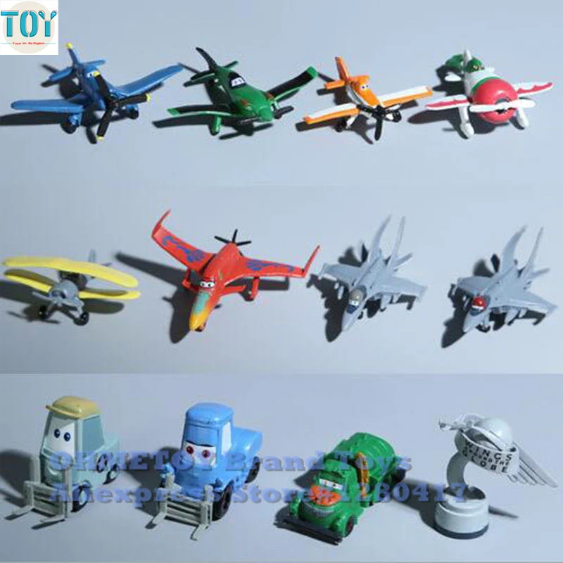 

OHMETOY 12PCS Planes Toys Dusty Skipper Cars Leadbottom Dottie Chug Boys Birthday Gift Collection Mini Model Juguetes Brinquedos
