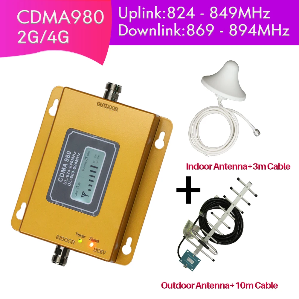 

2G 4G Repeater single freq Mobile Signal Amplifier Yagi Antenna CDMA 850mhz internet amplifier with LCD Display full antenna set