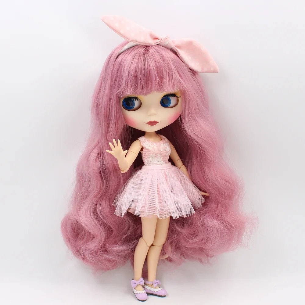 

Blyth bjd Nude Doll Pink hair with bangs Matte face Suitable For DIY Bjd 1/6 blyth joint body doll toys