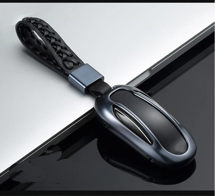 Для Tesla модель X Чехол для дистанционного ключа чехол для ключа держатель сумка для автомобилей алюминиевый сплав+ кожаное кольцо для ключей автомобильные аксессуары - Название цвета: 06