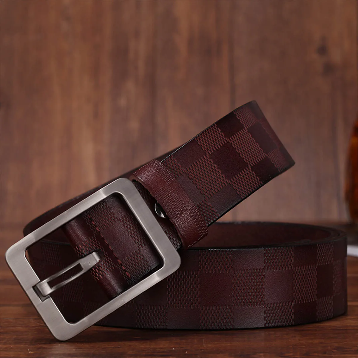 Leather Embossing Belts  Leather Pin Buckle - Male Genuine