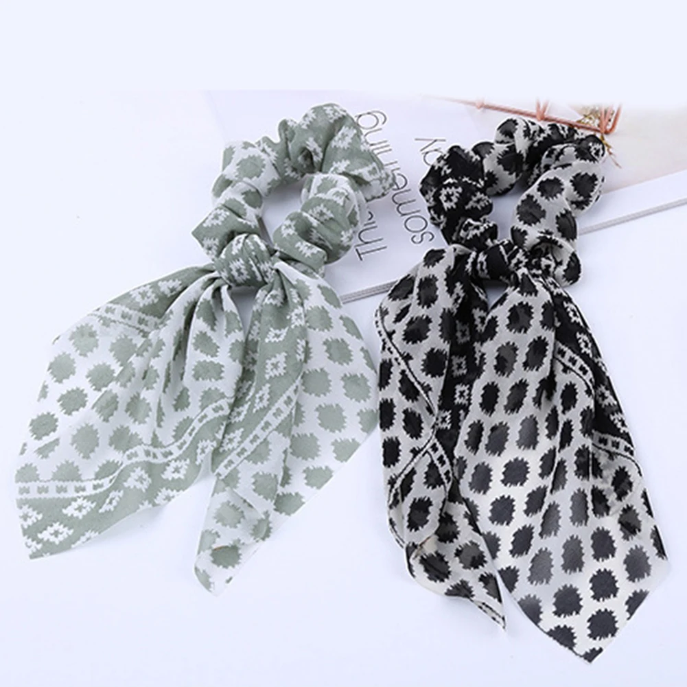 Модный шарф для волос с цветочным принтом эластичные женские обручи винтажная повязка для волос бант резиновые завязки резинки для волос для девочек