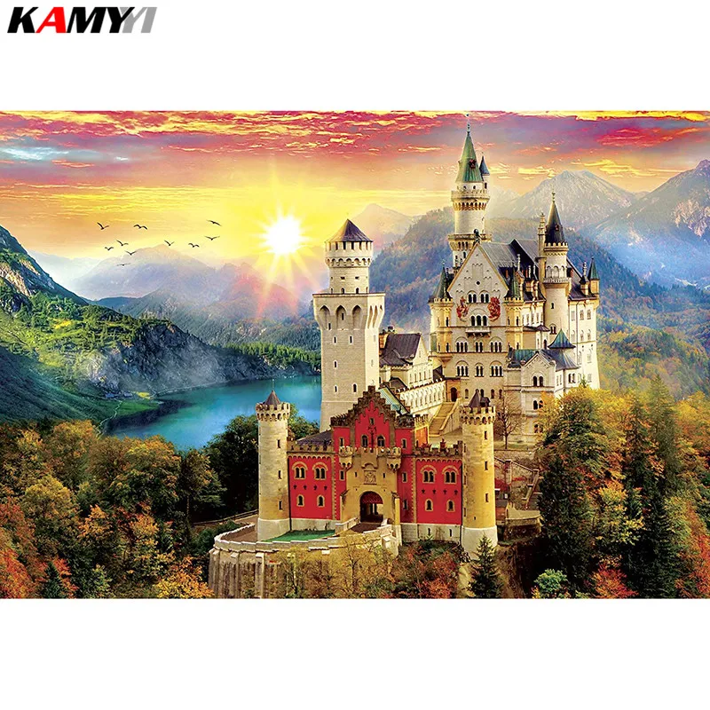 

5D DIY diamond painting cross stitch castle Full Square Diamond embroidery Needlework Rhinestone Mosaic decor