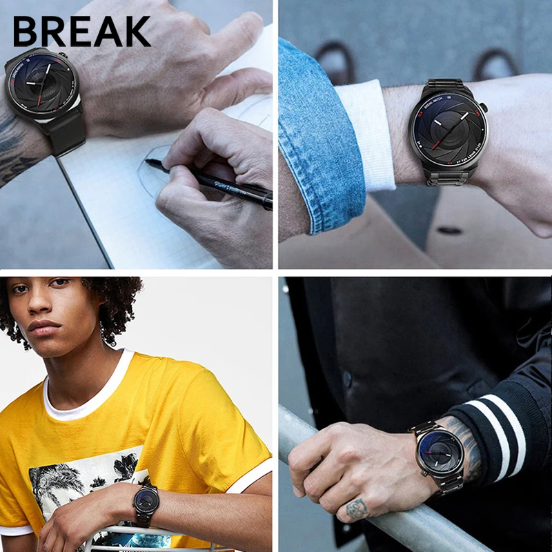 Перерыв уникальный Дизайн фотограф серии Для мужчин Для женщин мужской бренд Наручные часы Спортивные Резиновые Кварц Творческий Повседневное модные Часы