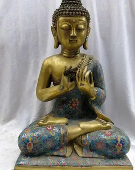 

18" China handmade bronze gild Cloisonne sculpture fine Sakyamuni Buddha statue