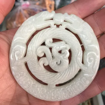 

CHINESE HANDWORK white CARVED DRAGON PENDANT / Free Shipping