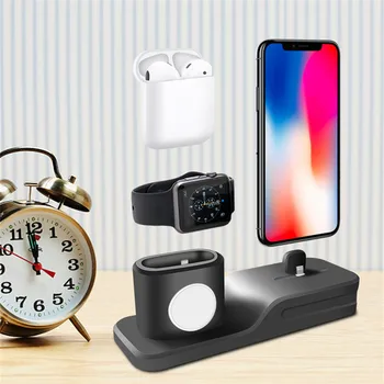 

3 In 1 silicone stand Holder For Apple AirPads Charging Dock Station Base For Apple Watch iPhone Airpads Earphone Stand