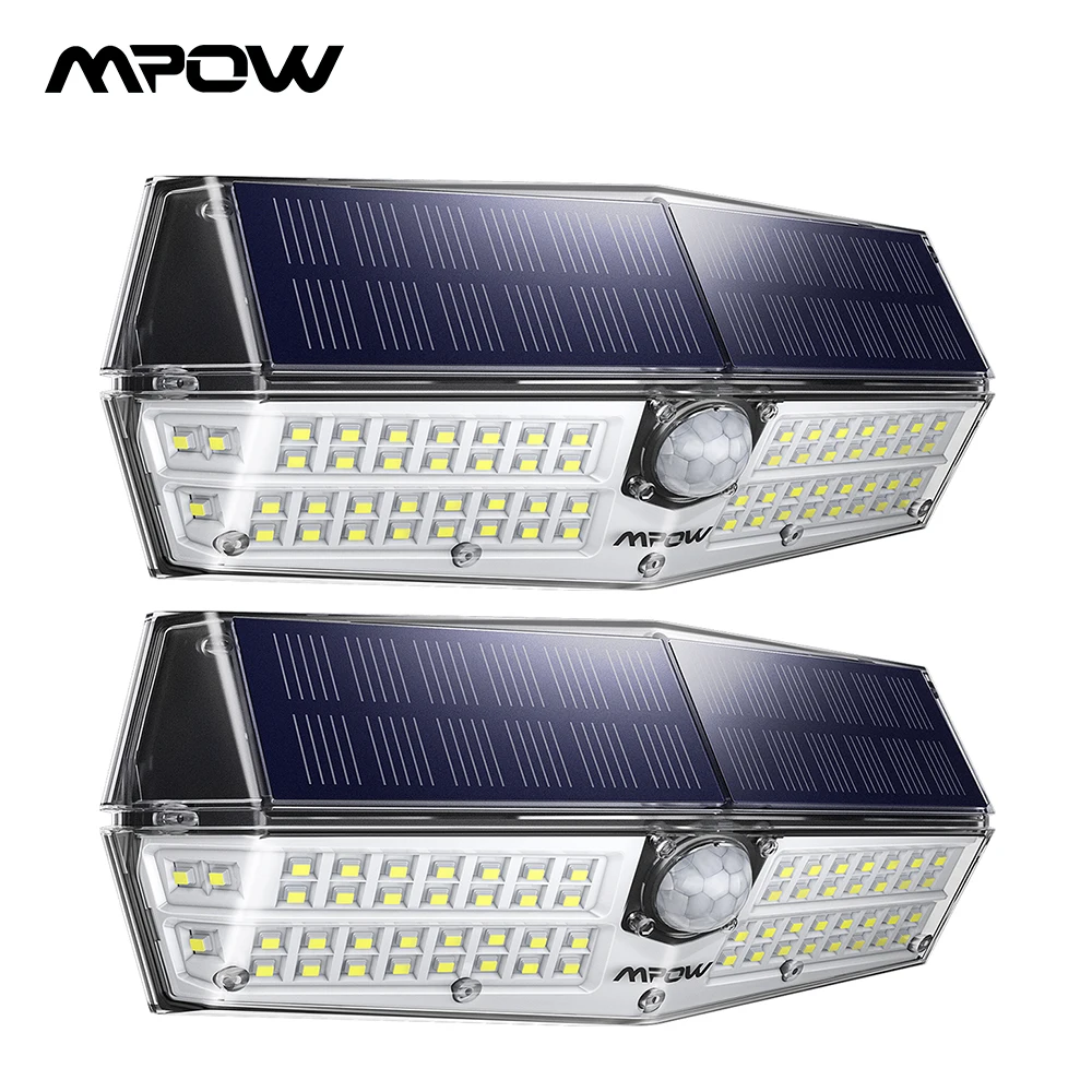 

2 Pack Mpow 66 Leds Motion Sensor Solar Light 270 Degree Light Angle Outdoor Garden Light IP66 Waterproof Wall Lamp For Garden