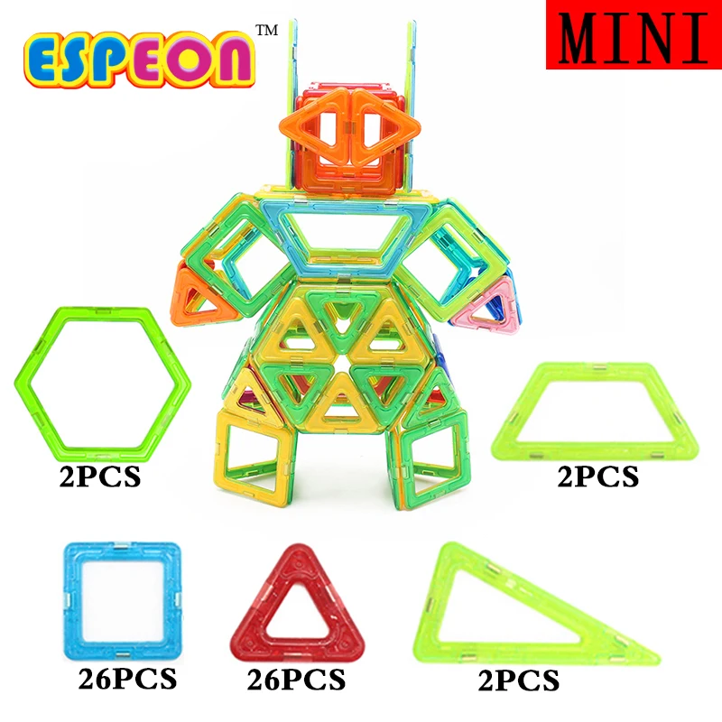

58Pcs Mini Magnetic Bricks 3D DIY Enlighten Plastic Part Building Blocks Magnetic Construction Toys For Children