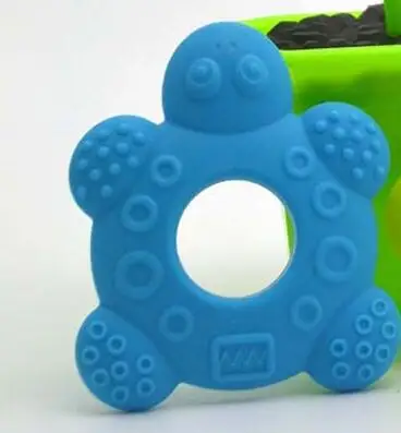 Blue Tortoise 1 шт. силиконовый Прорезыватель Жираф прорезывание зубов енота кулон бисквит Baby Прорезыватель Пингвин силиконовый прорезывание зубов игрушки для ребенка - Цвет: Blue Tortoise