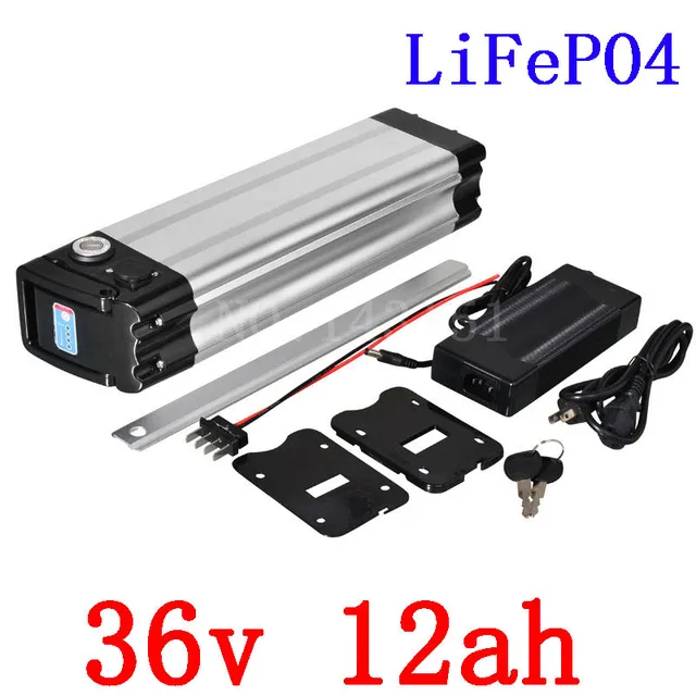 Cheap High quality Electric Bike battery 36V 12AH LiFePO4 battery silver fish with 2A charger 36V LFP lifepo4 Battery bottom discharge