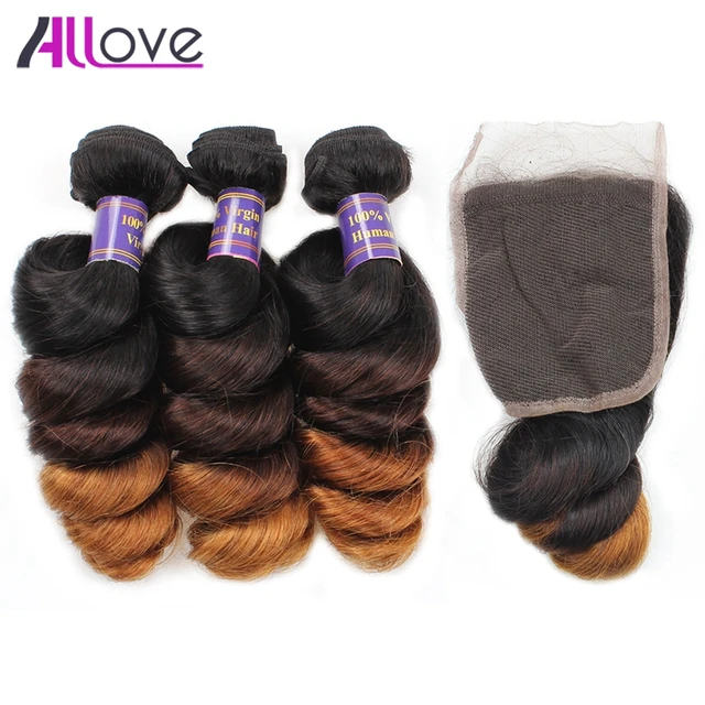 Special Offers Allove Preuvian Loose Wave Hair Bundles With Closure Free Part Ombre Hair Extensions 1B/4/30# Remy Human Hair Weave Bundles Special Offers Allove Preuvian Loose Wave Hair Bundles With Closure Free Part Ombre Hair Extensions 1B/4/30# Remy Human Hair Weave Bundles